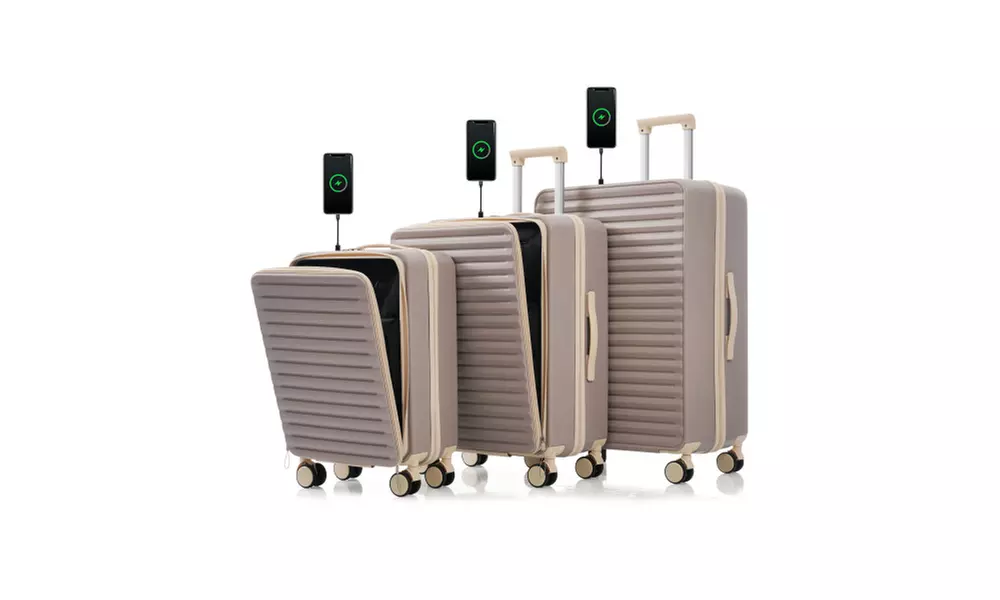 3 Piece Sets,20/24/28", 20 "24" with front pocket,Hard Shell Luggage