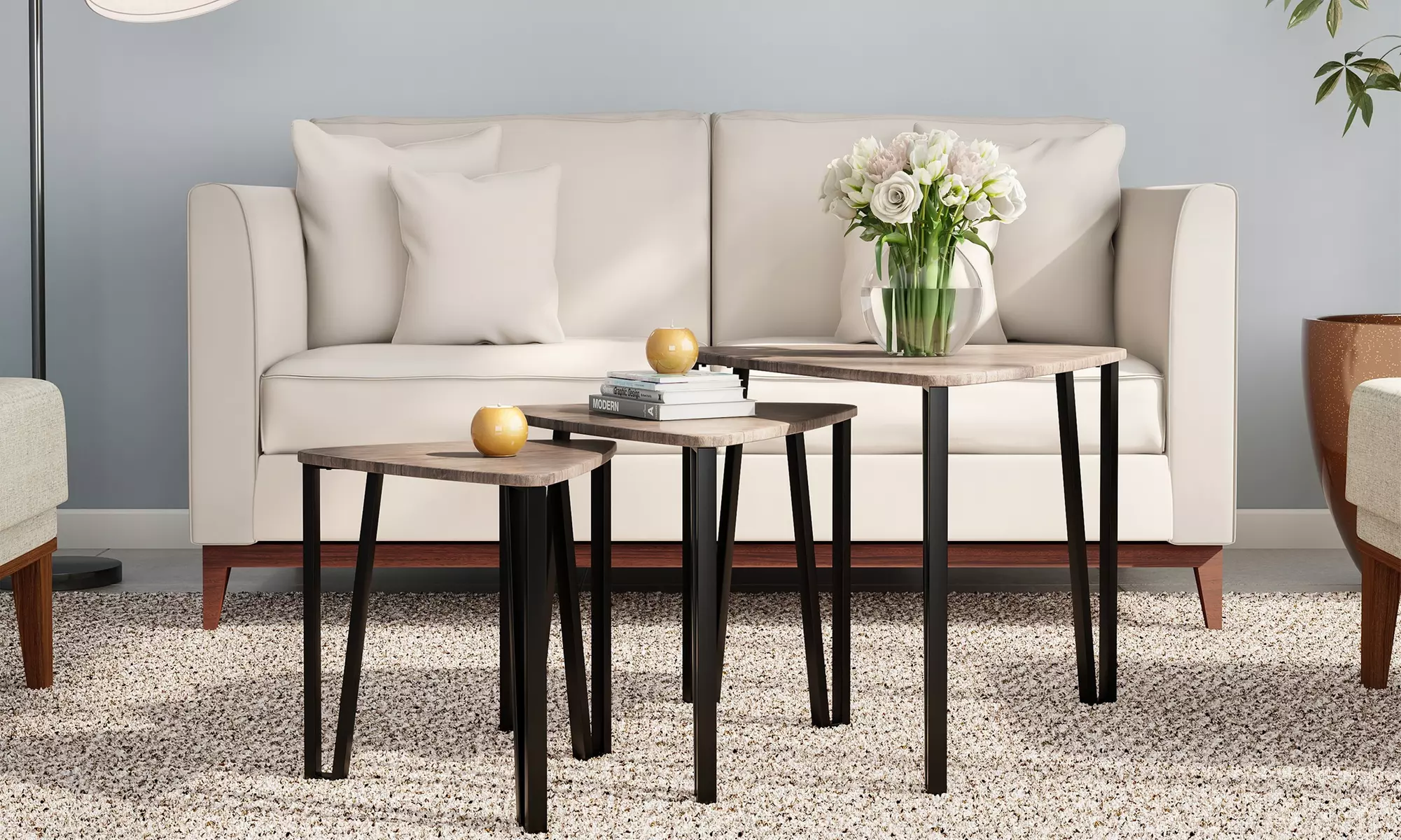Lavish Home Modern Triangle Nesting Tables (Set of 3) - Primary Image