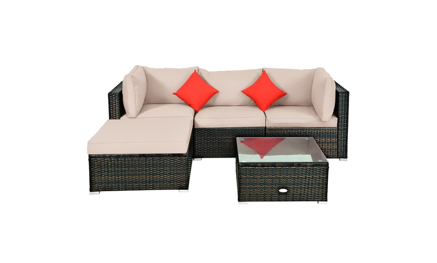 costway 5pcs outdoor sectional furniture set