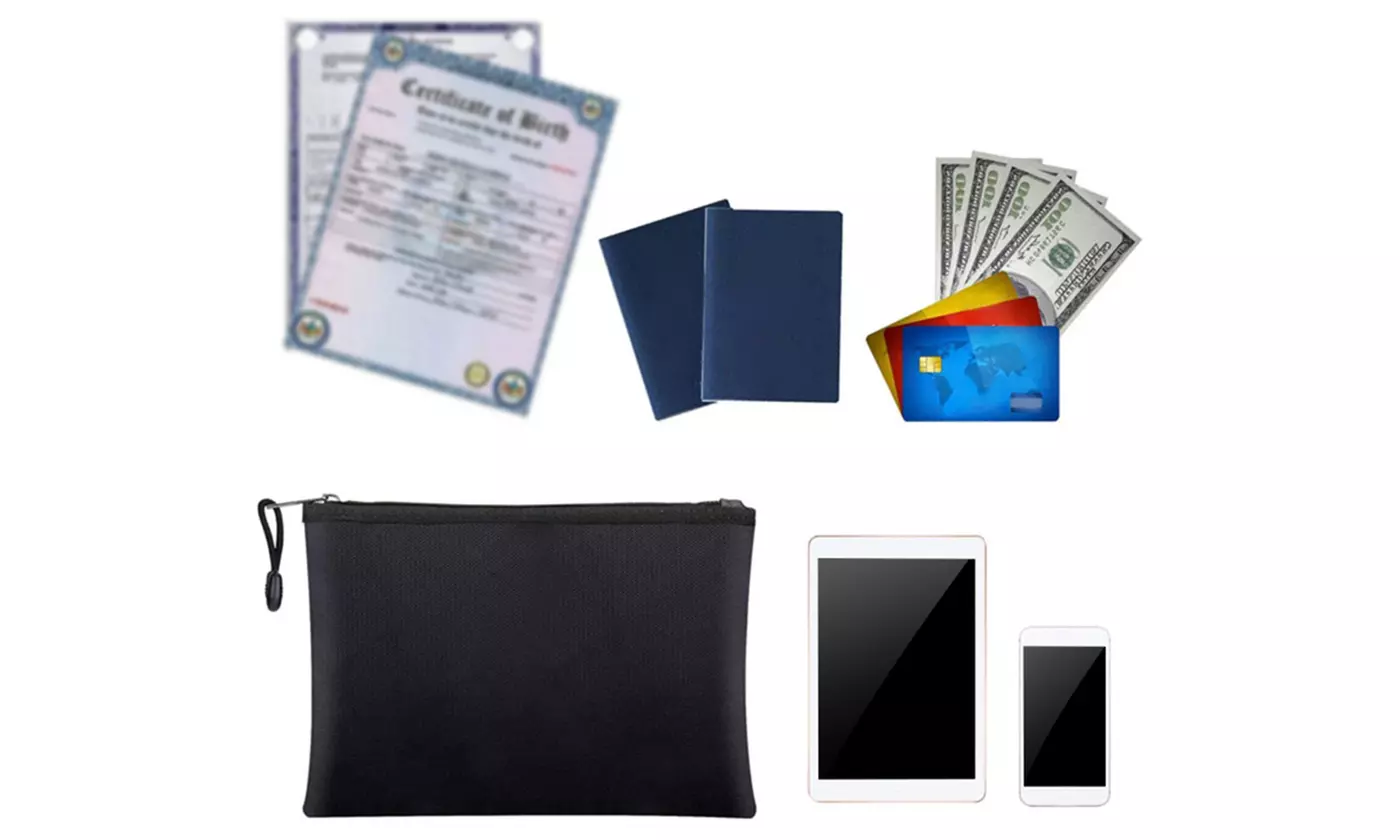 Fireproof Document Bag Pouch for Important Documents and Cash