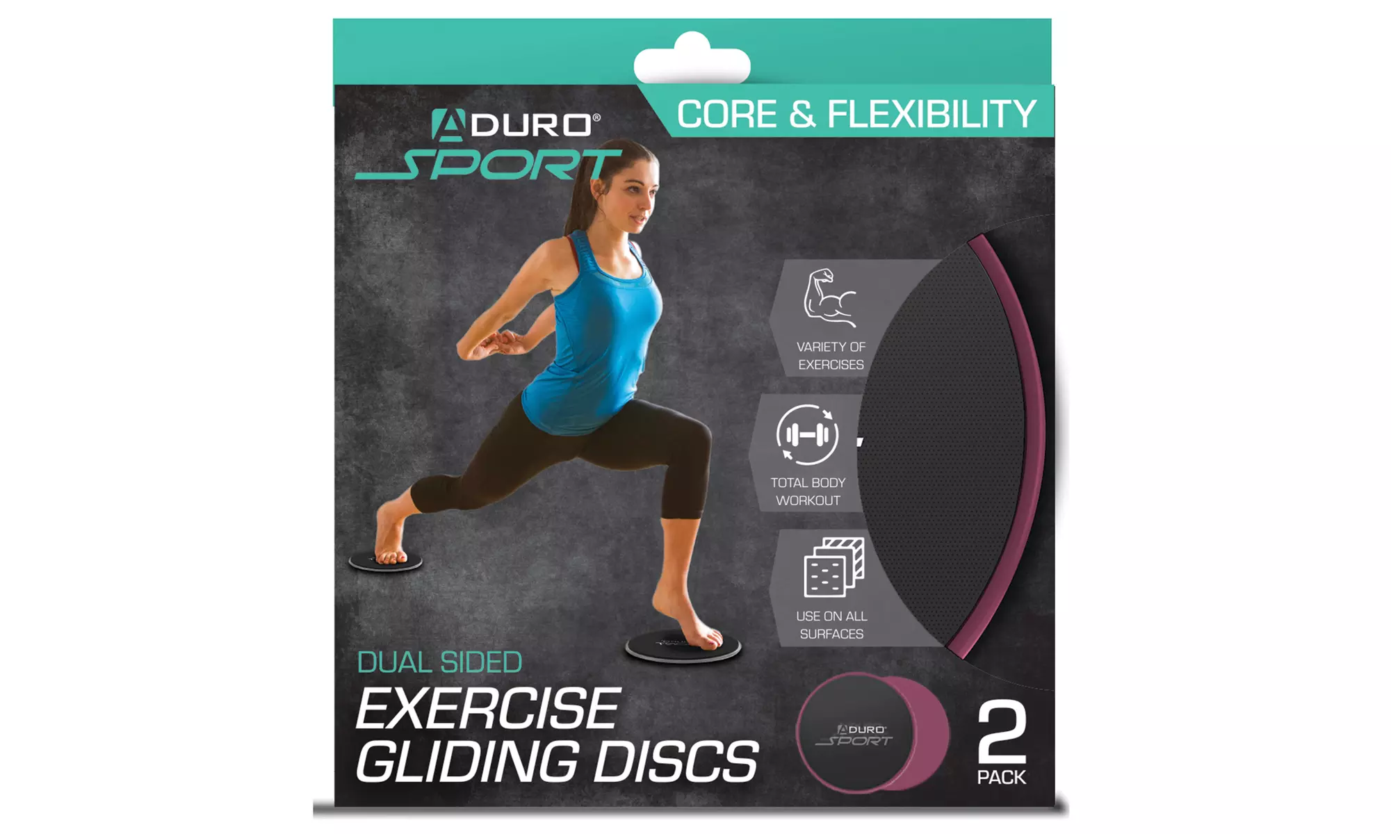 Aduro Sport Core Dual-Sided Exercise Gliding Discs (2-Pack) - Second Medium