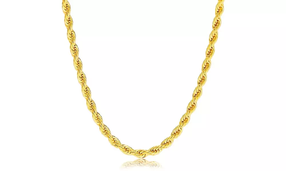  4MM Diamond-cut Rope Chain Necklace in 10K Gold Hollow by Moricci - Primary Image