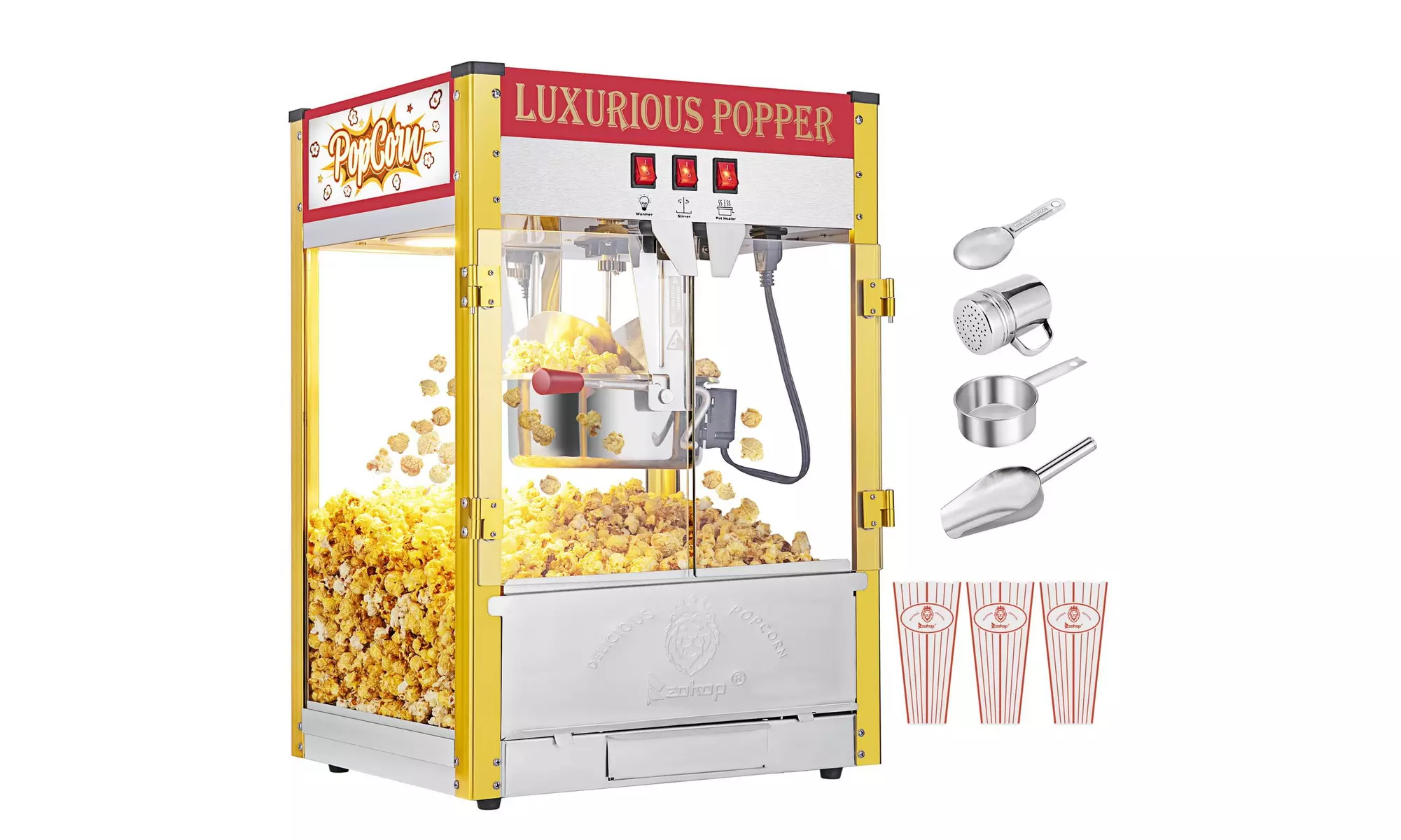 8oz Double Door Countertop Style Popcorn Machine with Stainless Steel Kettle - Second Medium