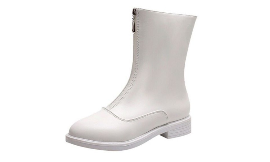 Image 5: Women's Ankle Bare Zip Boots Round Toe