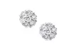Plated Sterling Silver Crystal Flower Stud Earrings - Second Medium
