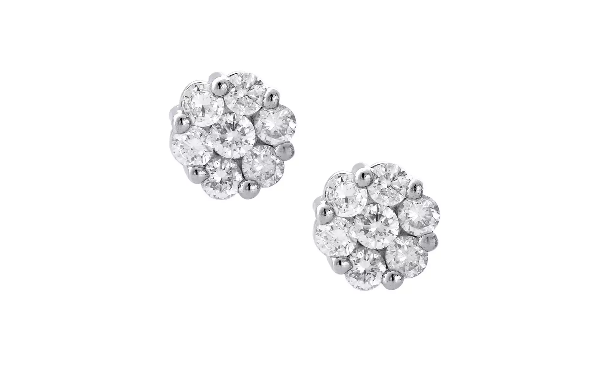 Plated Sterling Silver Crystal Flower Stud Earrings