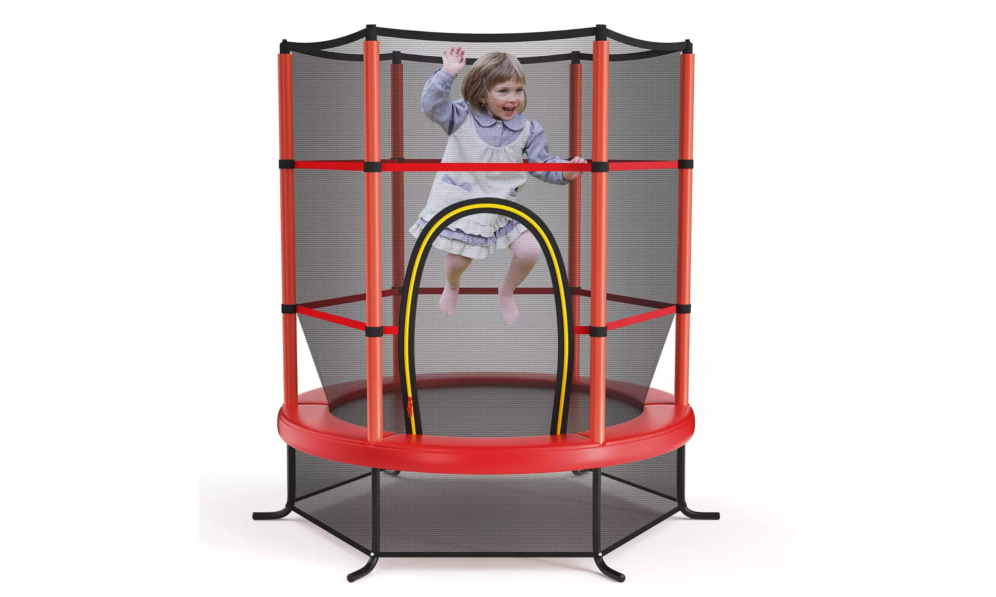 Youth Jumping Round Trampoline 55'' Exercise W/ Safety Pad Enclosure Combo Kids