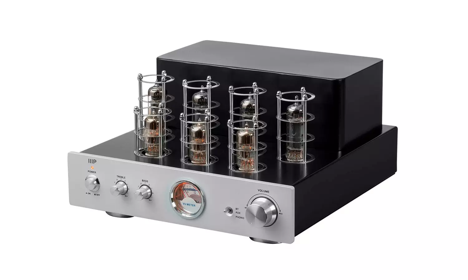 Monoprice Pure Tube Stereo Amplifier with Bluetooth, Line, and Phono Inputs - Primary Image