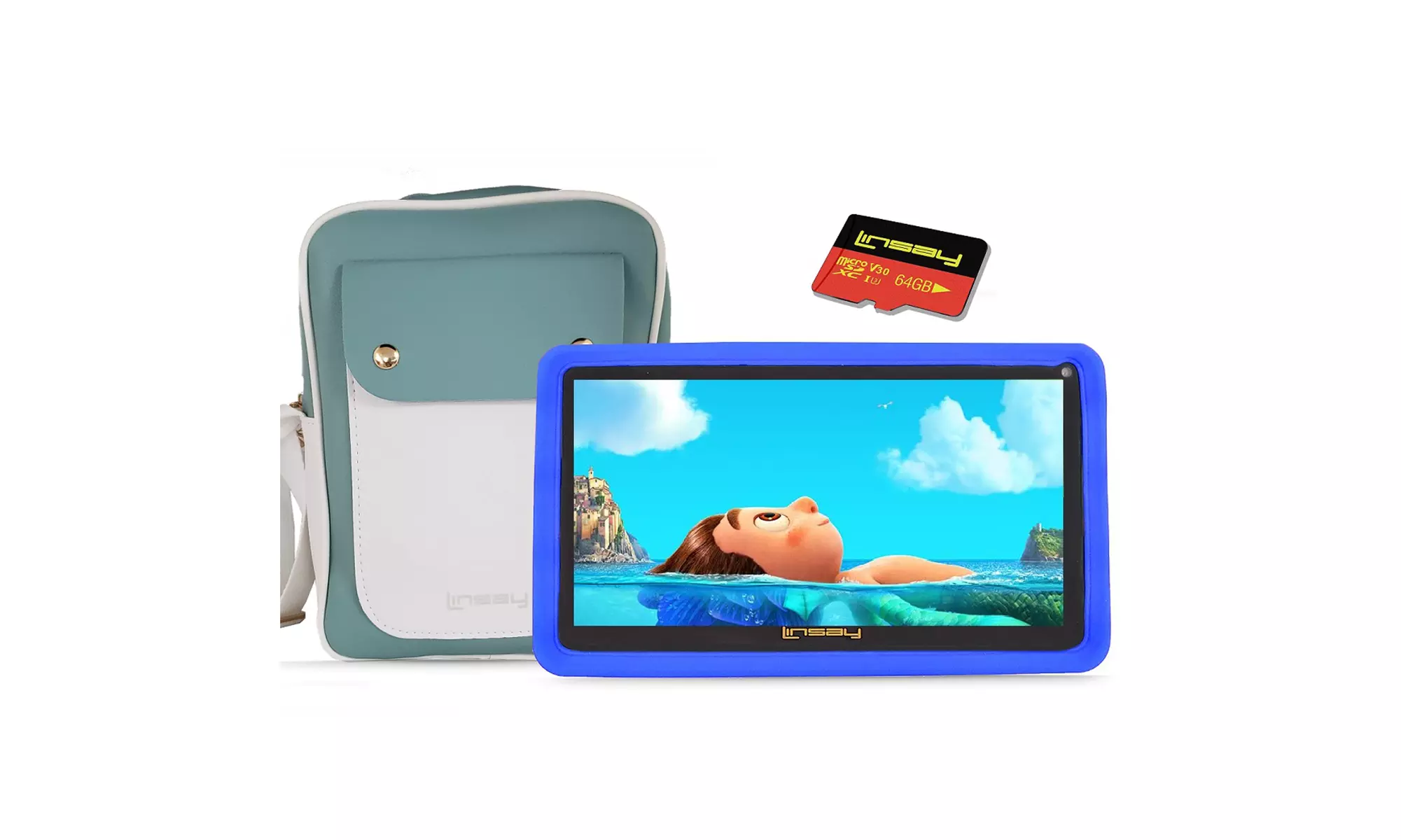 LINSAY 7" 64GB Tablet with Defender Case, Fashion Bag, and 128GB Micro SD Card  - Primary Image