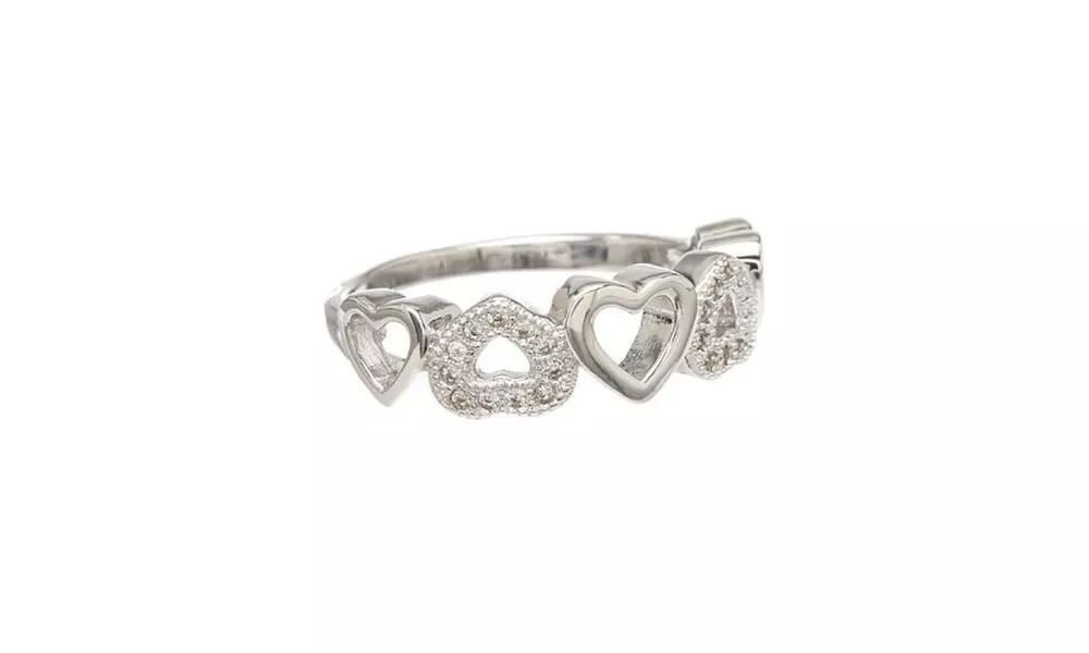 Cubic Zirconia Heart Cut Pave Band in 18k White Gold