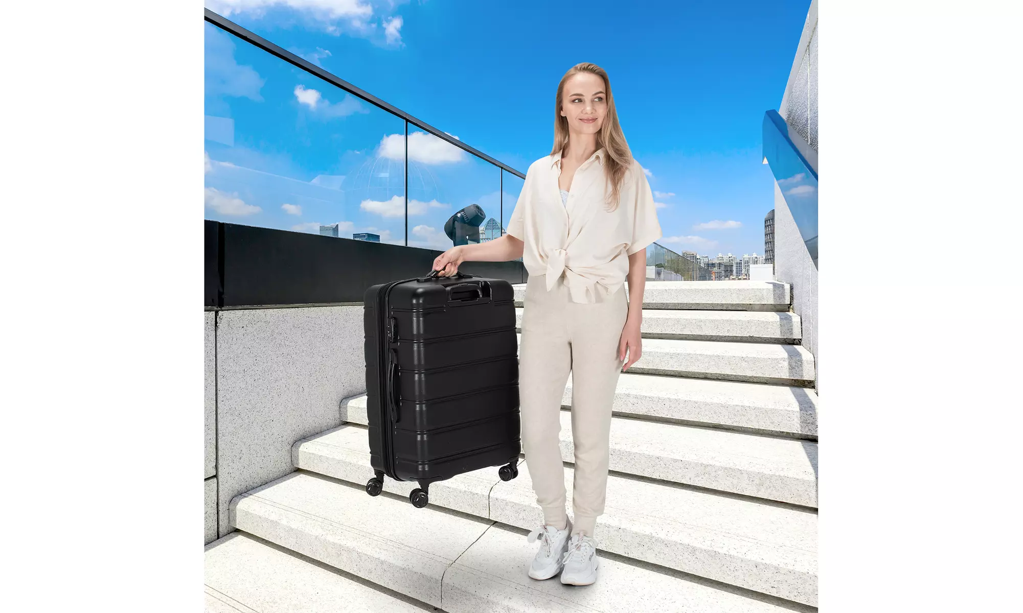 Costway 3 Piece Hardshell Luggage Set pandable Suitcase TSA Lock Spinner Wheels