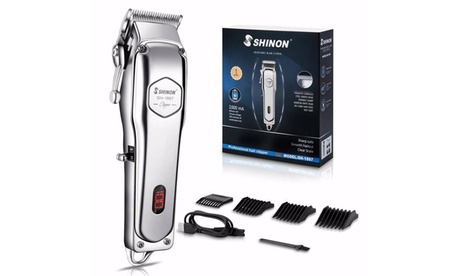 groupon Beard Trimmer Barber Hair Cut Grooming Kit Machine with LED Display Rechargeable M in rgb | Medium