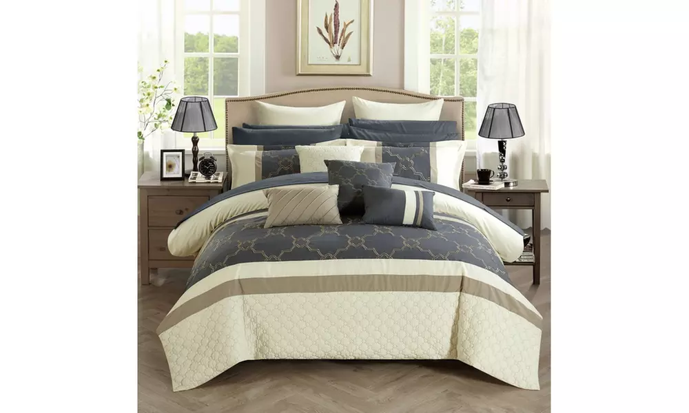 Lorimer Bedroom in a Bag Comforter Set (16-Piece) embroidered and quilted  - Primary Image