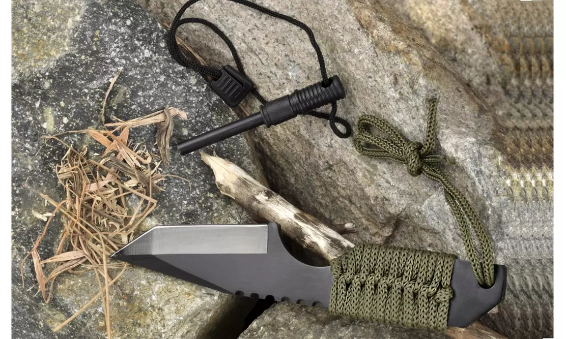 7" Hunting Knife with Fire Starter : 440 Steel Blade - Primary Image