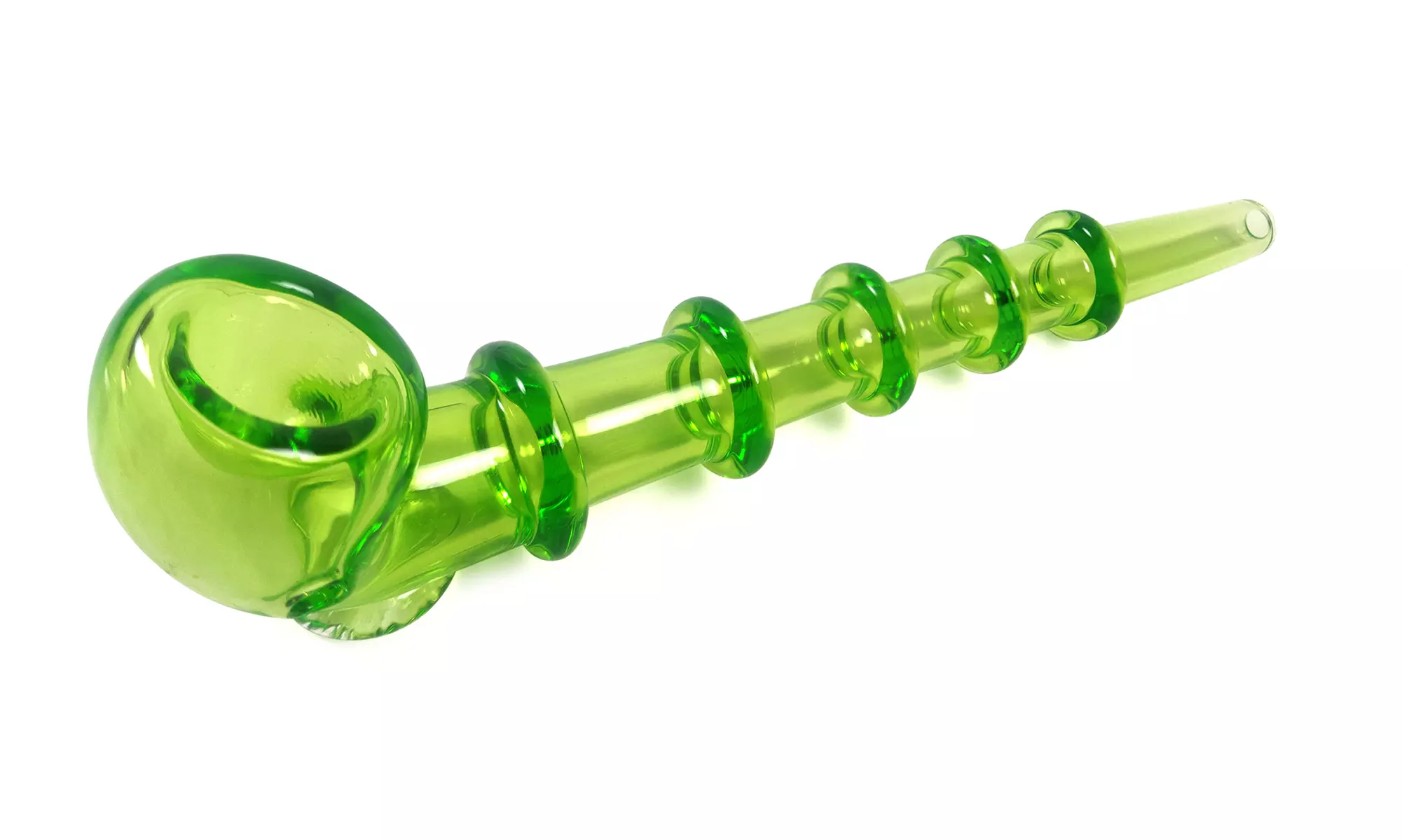 8 Inch Hand Blown Ribbed Glass Hand Pipe - Primary Image