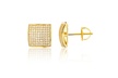 Certified Jewelry Men's 14K Gold and Sterling Silver Square Lab Diamond Earrings - Second Medium