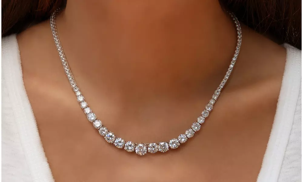 48.00 CTTW Cubic Zirconia Crystal Graduated Tennis Necklace  - Second Medium