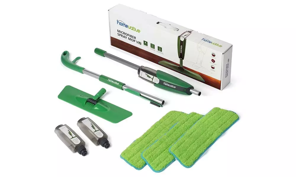 Homevative Microfiber Spray Mop Kit with 7 Reusable Pads, 2 Bottles, and Scraper (11-Piece) - Primary Image