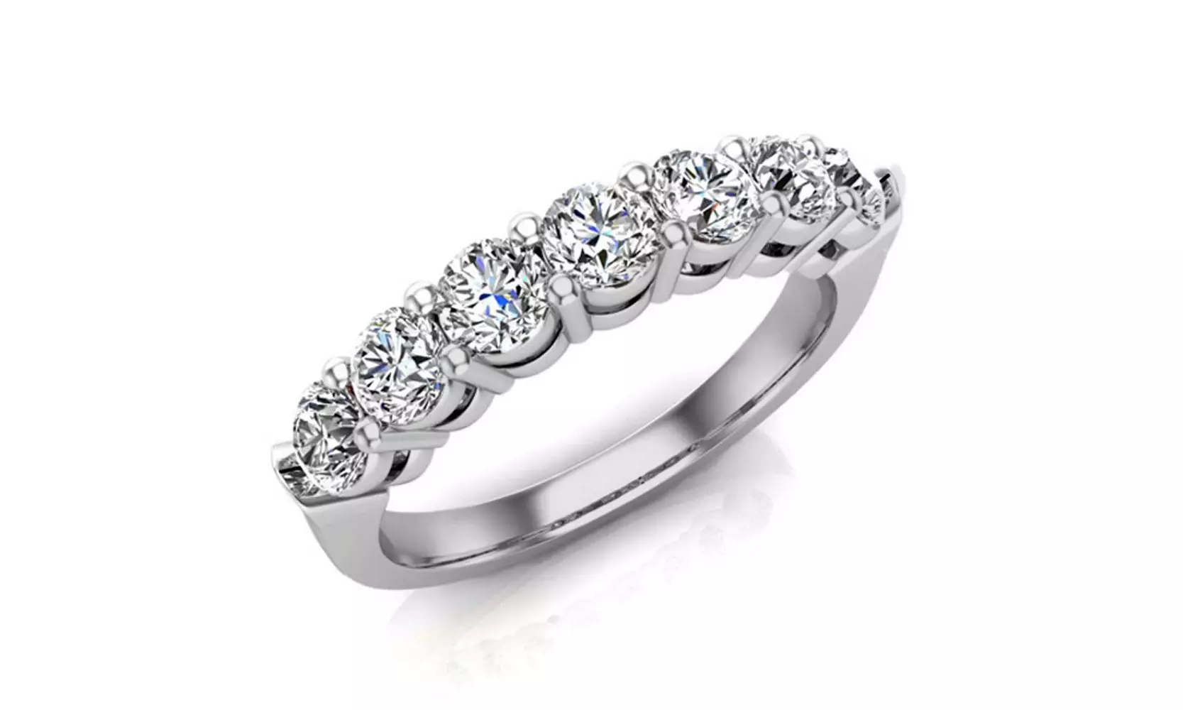 7 Stone Eternity Band Ring Made With Crystals From Swarovski
