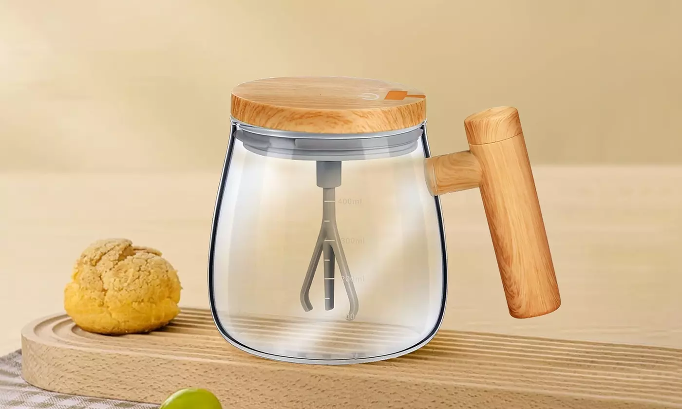 NewHome Self Stirring Mug Electric Mixing Coffee Cup with Warming Pad 400ml