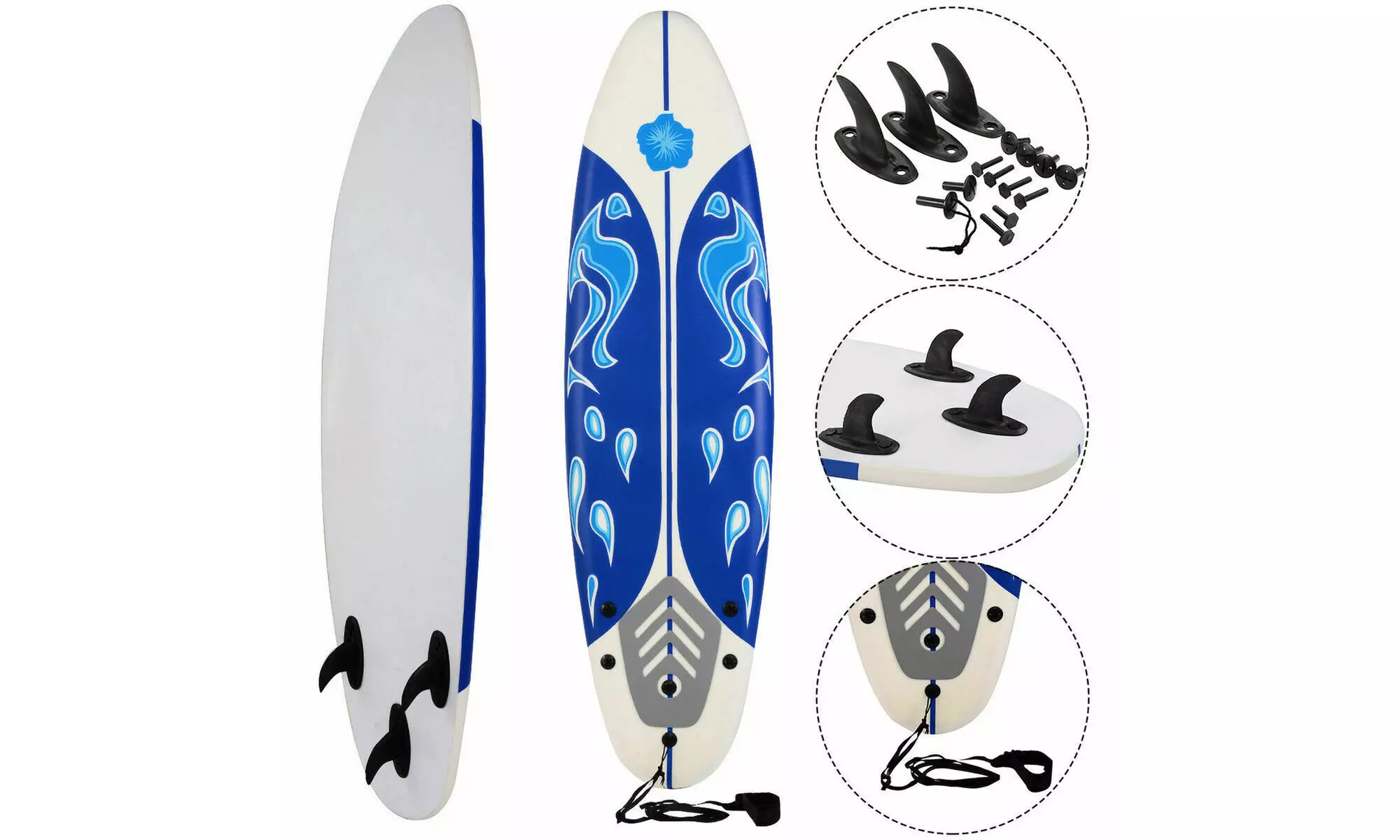 Goplus 6' Surfboard Surf Foamie Boards Surfing Beach Ocean Body Boarding White - Primary Image
