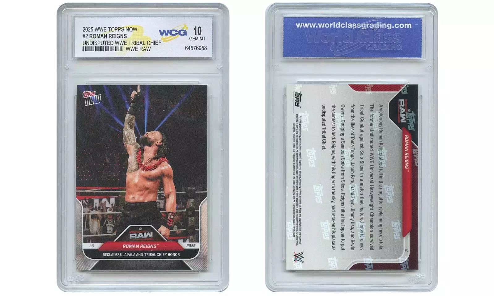 2025 WWE Topps Now ROMAN REIGNS Undisputed Tribal Chief Card #2 - Gem Mint 10