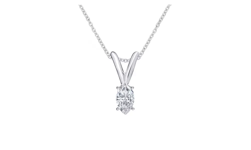 1/6 Cttw Marquise Diamond Pendant in 14K White Gold-GSOLPENMQ16W-L - Primary Image