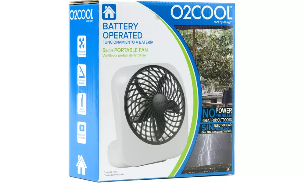 O2Cool 5" Portable 2-Speed Battery Operated Fan (2-Pack) - Second Medium
