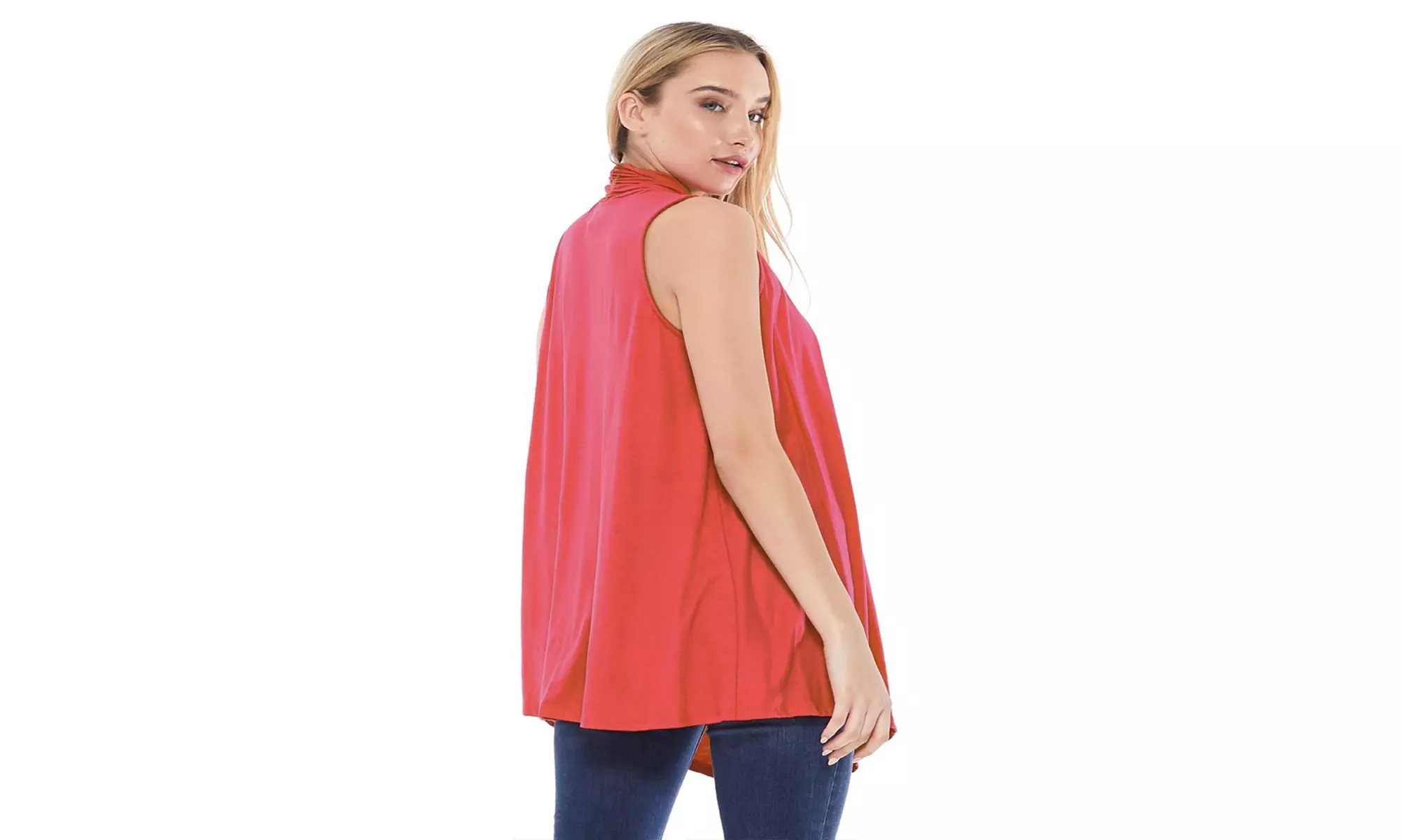MOA Collection Women's Draped Open Front Vest Cardigan 