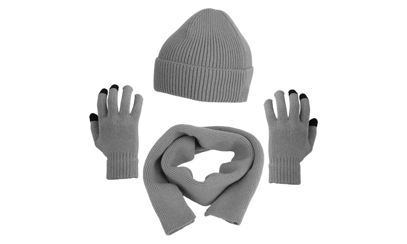 N'POLAR Winter Knitted Beanie, Warm Long Scarf, and Touchscreen Gloves Set