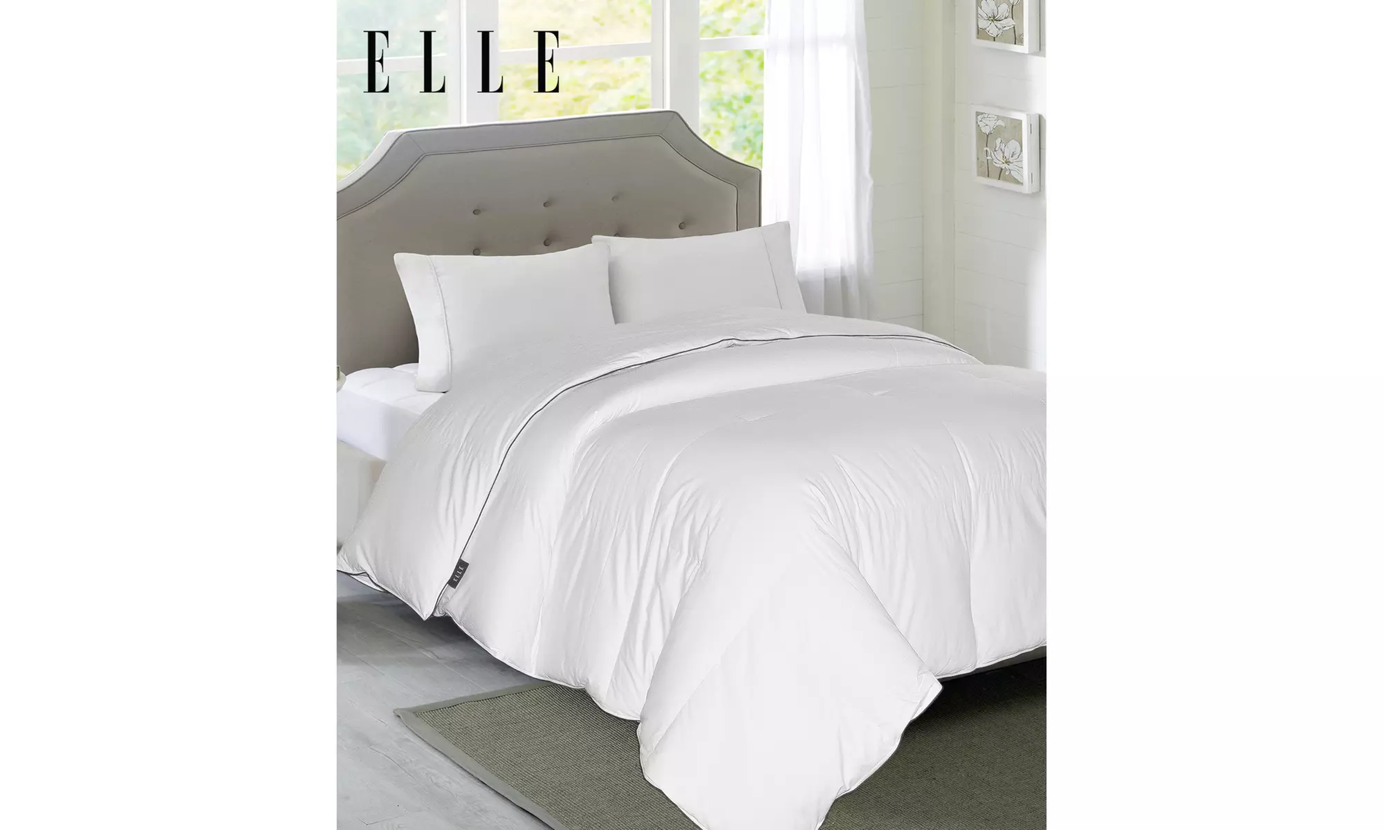 ELLE DECOR 1200TC Cotton-Rich White Down Fiber Comforter  - Primary Image