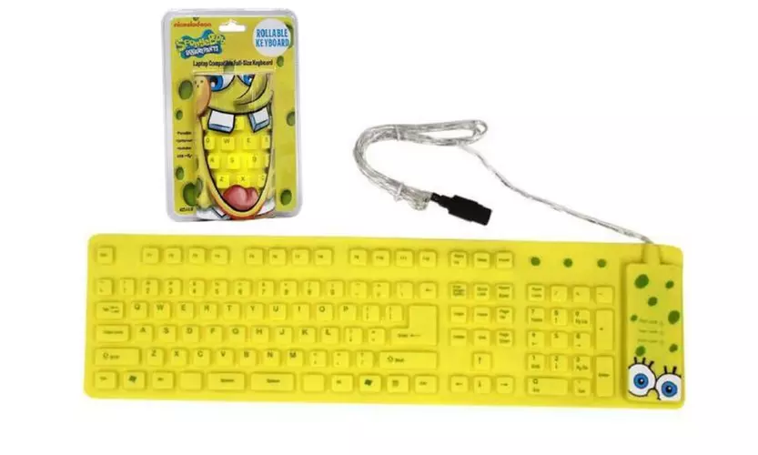 SpongeBob Yellow USB Wired Roll-up Keyboard - Primary Image