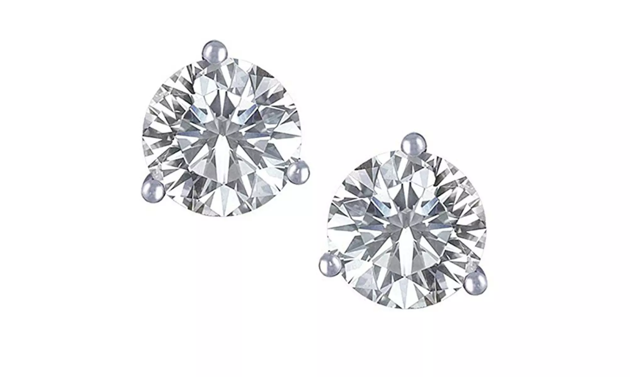 14k White Gold Plated 7mm Round 3 Prong Martini Push Back Topaz Stud Earrings