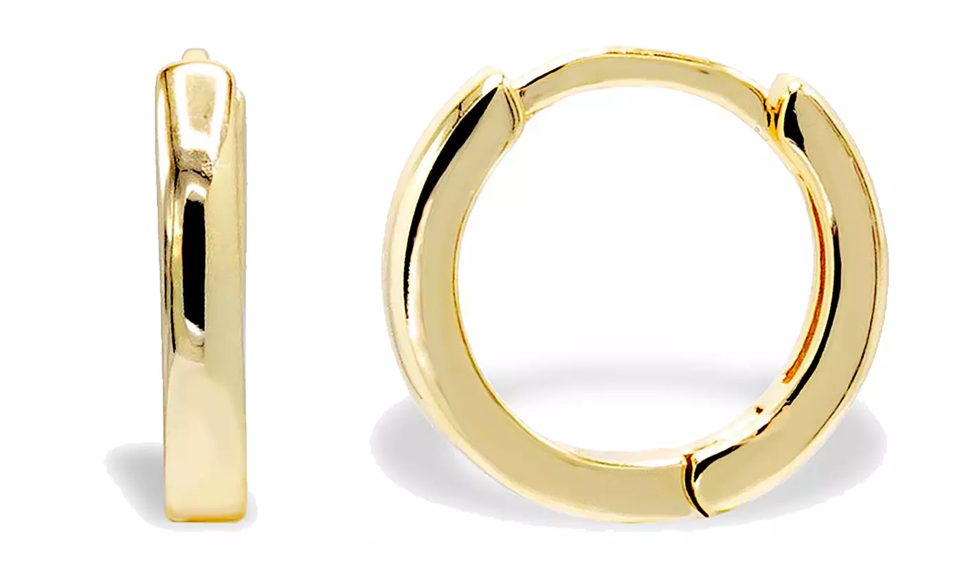14K Gold Plated Wide Rounded Hollow Hoop Earring