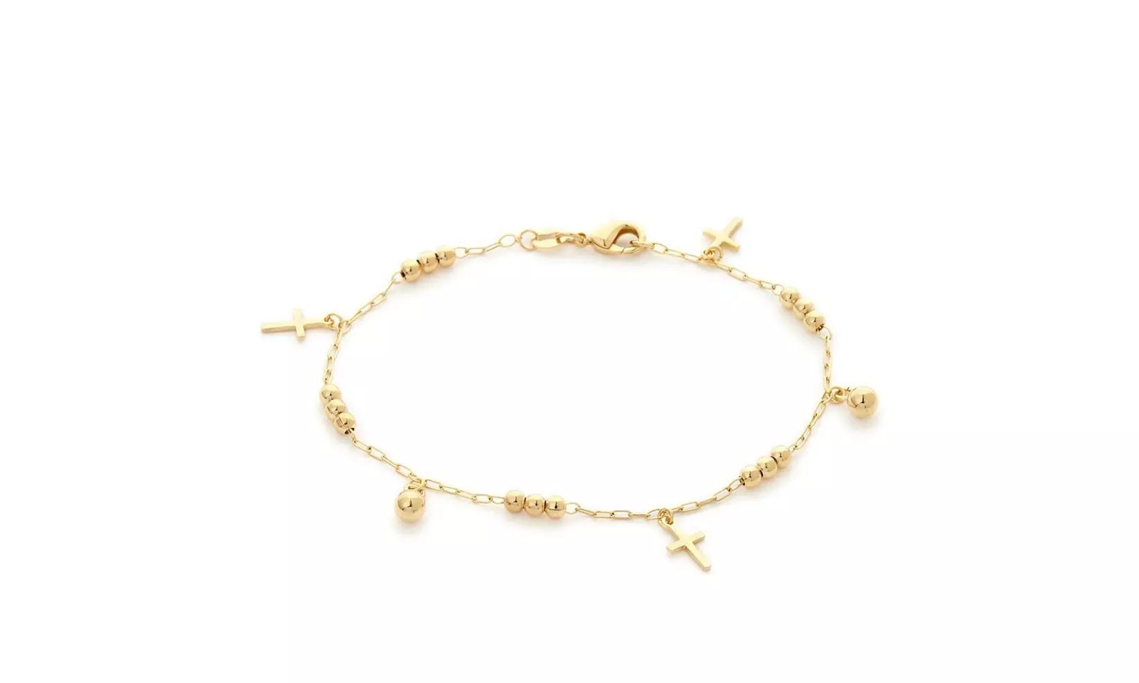 18K Gold Plated Cross Charm Anklet - Second Medium
