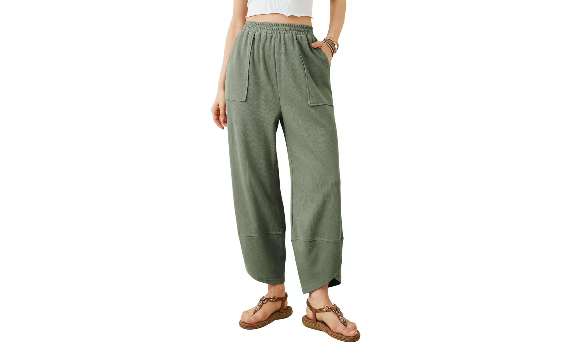 Womens Wide Leg Harem Pants Casual Elastic Waist Comfy Palazzo Baggy Sweatpants