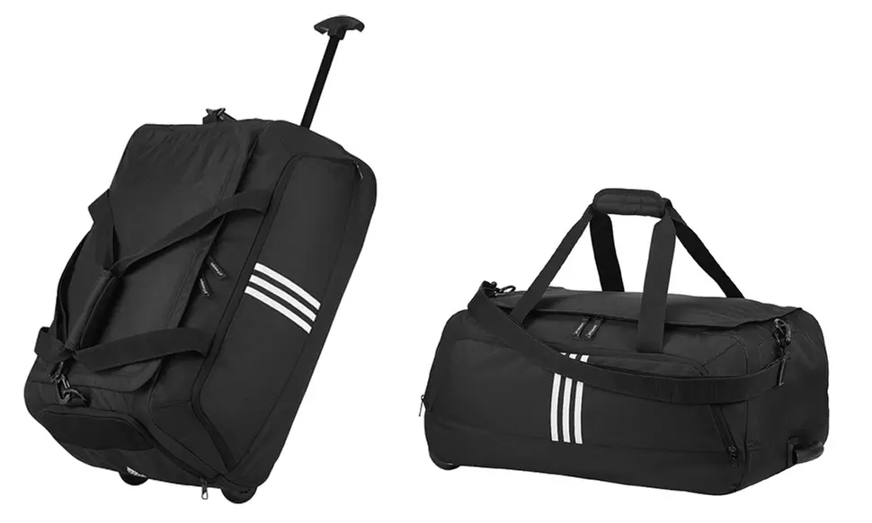 Adidas Golf Medium Rolling Duffel Luggage, Black/White - Primary Image
