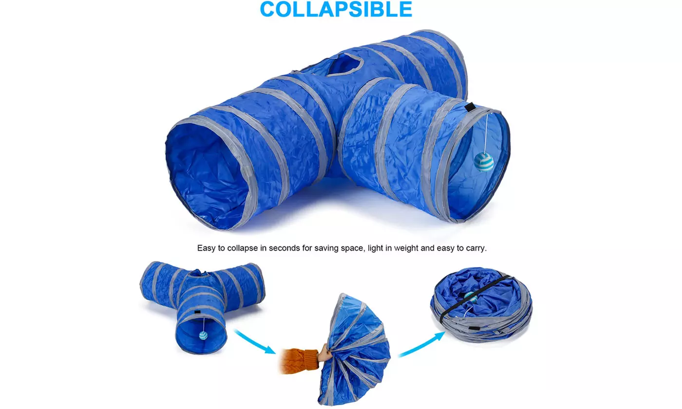 Collapsible 3 Way Play Interactive Pet Cat Tunnels Tube Toys for Indoor Cats