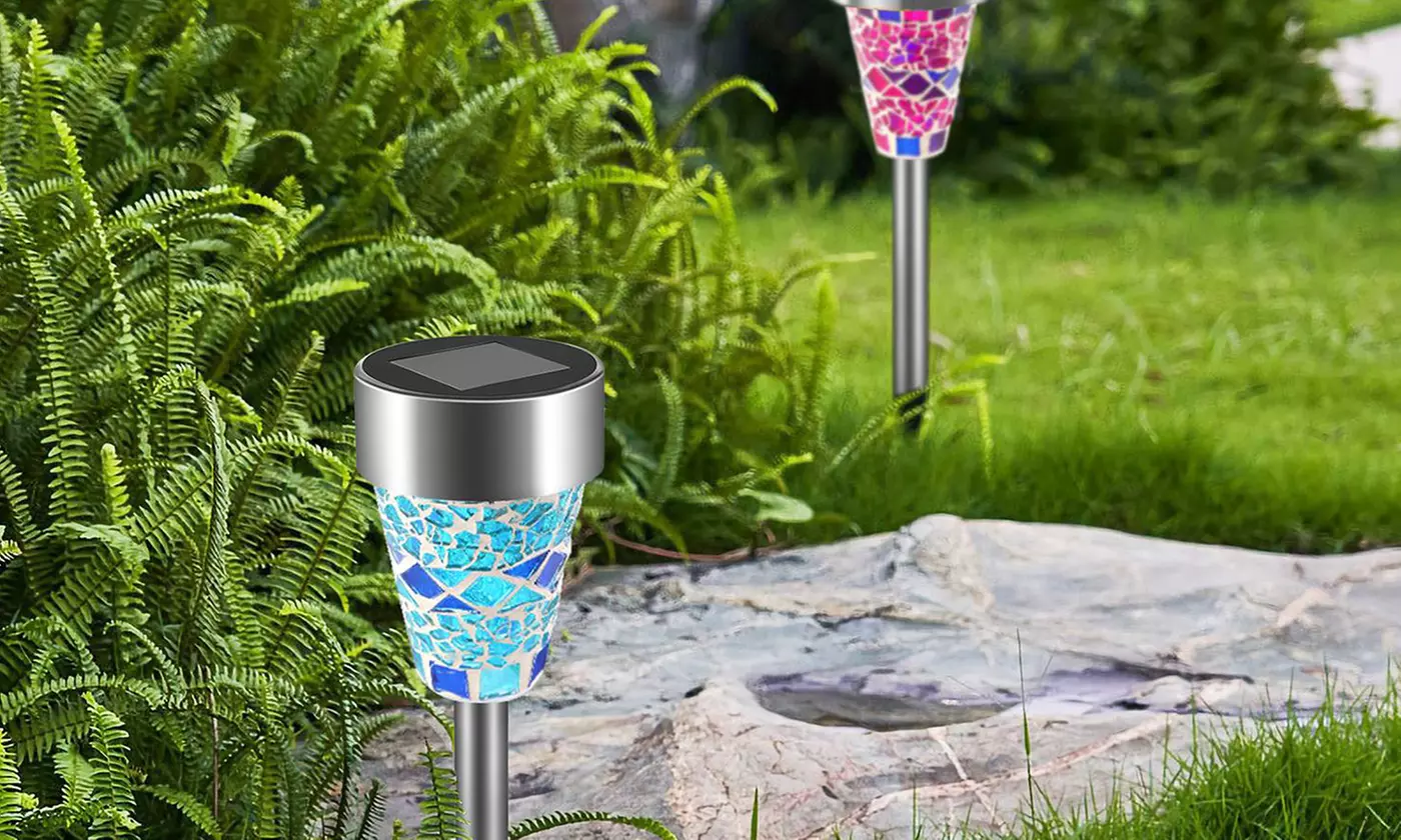 SolarEK LED Garden Mosaic Glass Pathway Solar Lights (6 or 12-Pack)