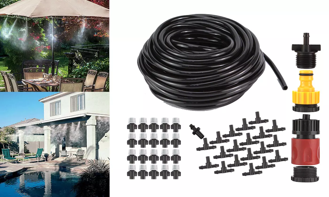 49ft Patio Water Mister Outdoor Mist Nozzles Misting Cooling System Fan Cooler - Primary Image