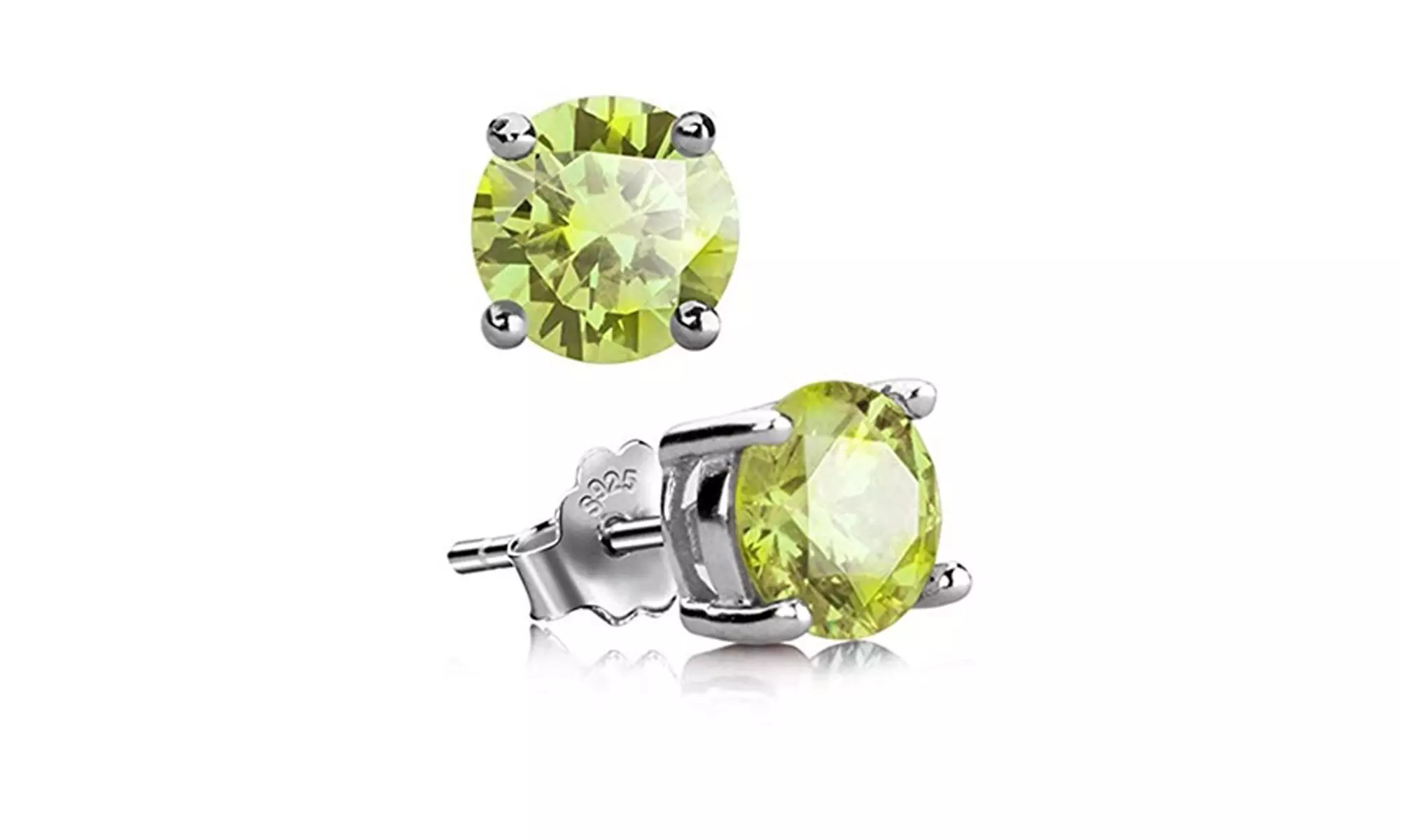 Paris Jewelry White Gold Plated Round 6mm 0.84 Ct Gemstone Peridot Stud Earrings