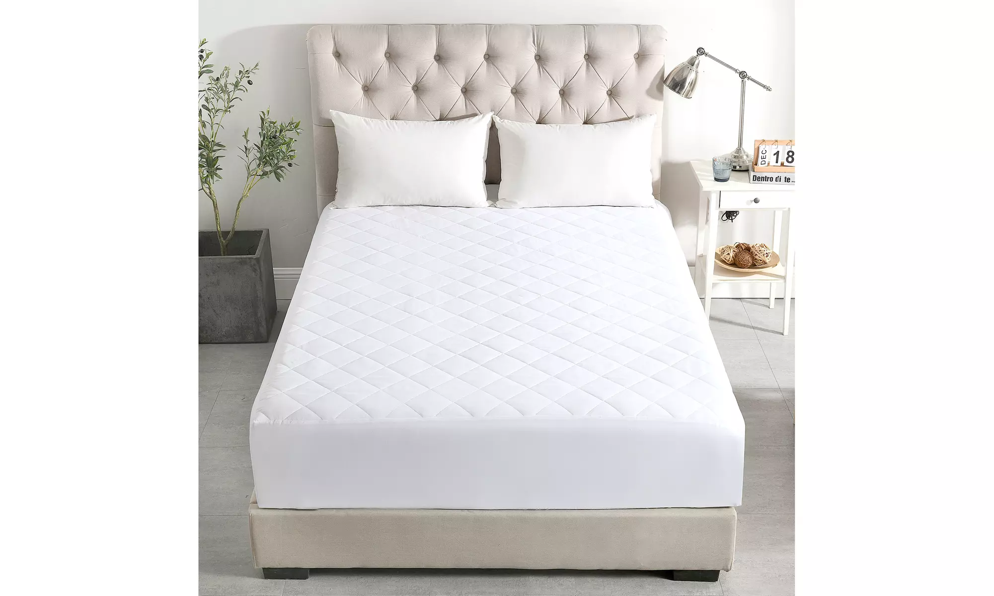 Diamond Quilted Mattress Pad Cover with 16" Deep Pocket