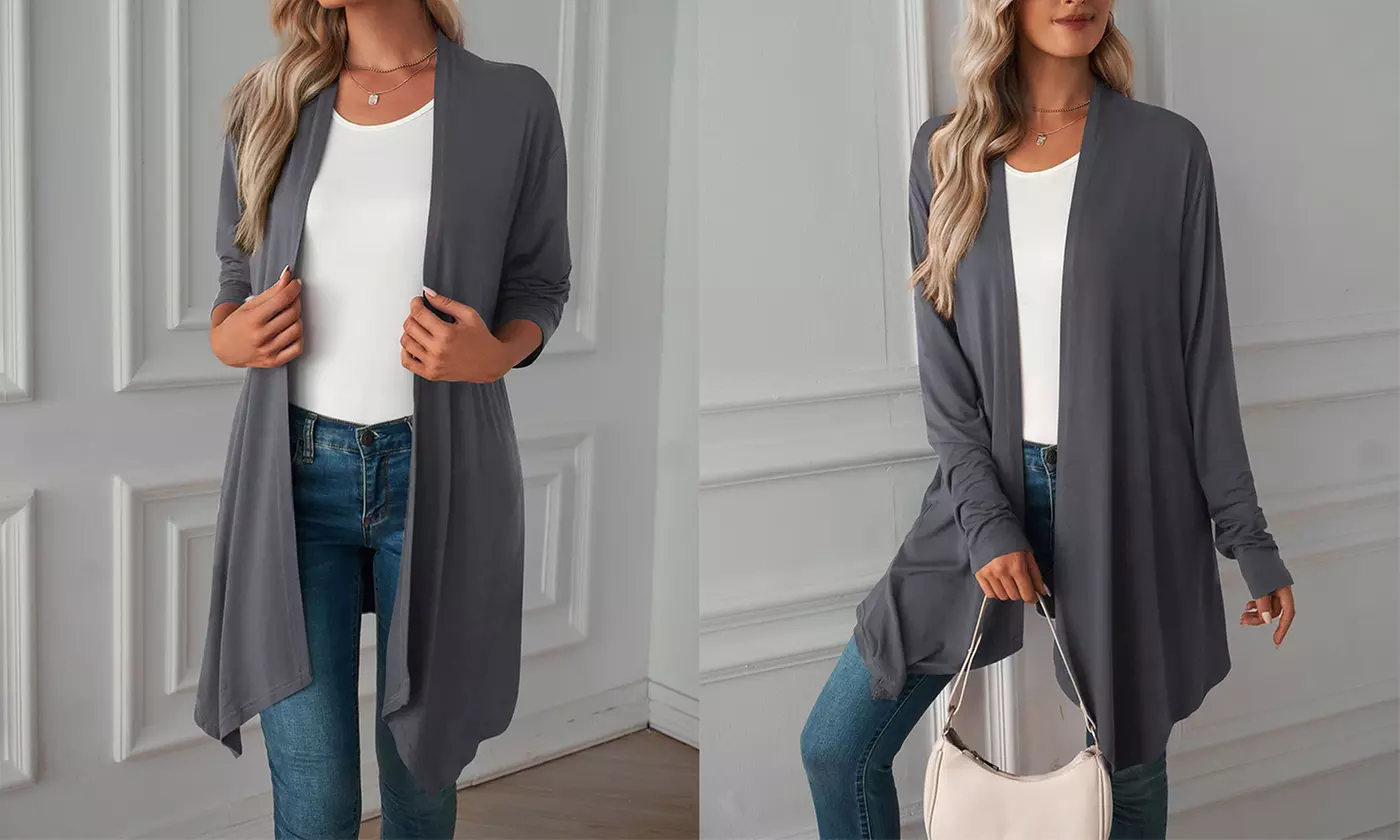 Women's Casual Long Sleeve Open Front Lightweight Drape Cardigans Sweaters