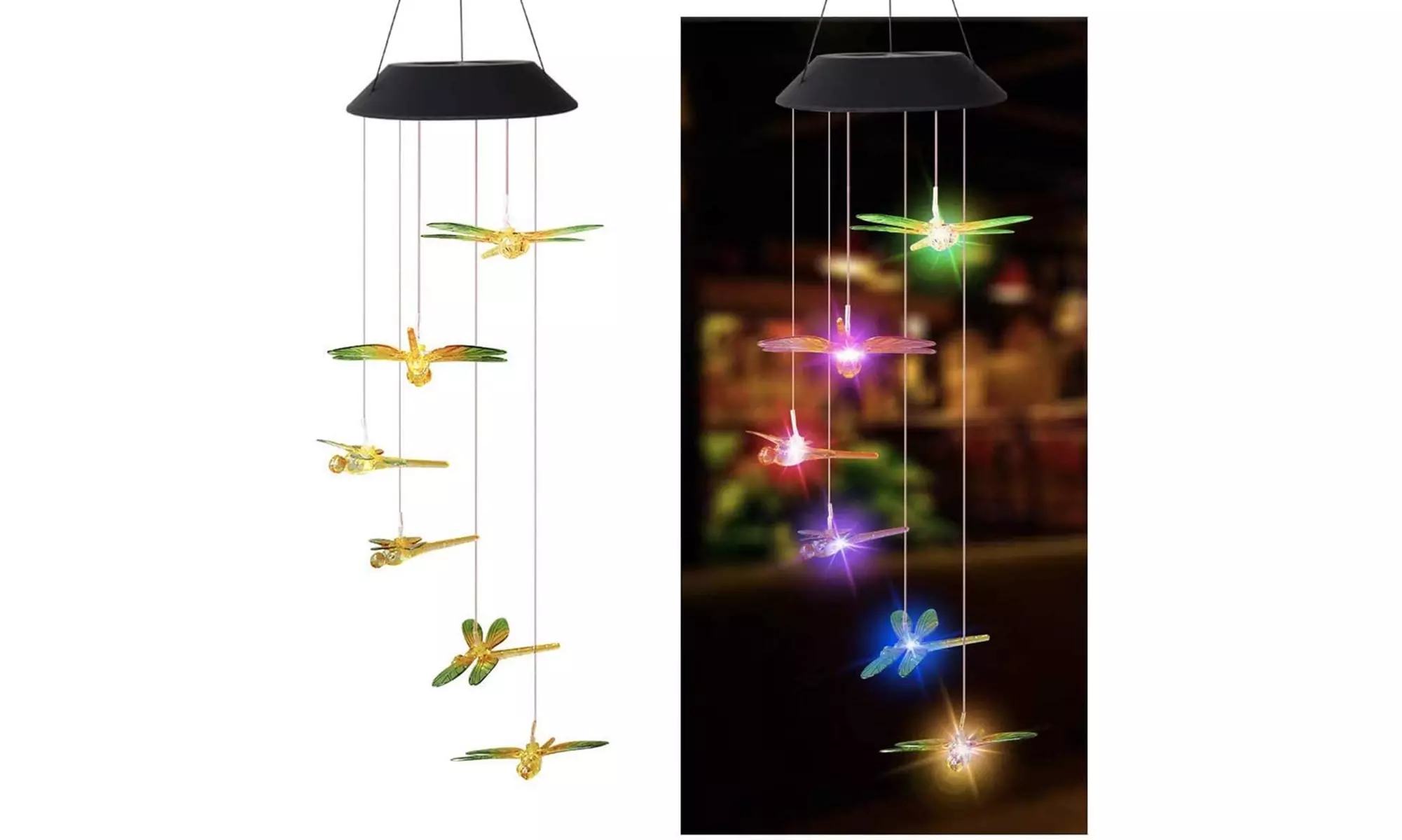 Large LED Solar Wind Chime Lights Color-Changing Outdoor Hanging Decor Bells