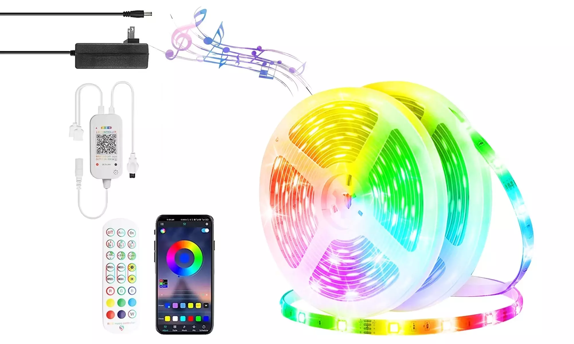 50/100 Ft LED Strip Lights with APP Remote Control Color for Bedroom - Second Medium