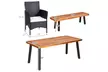 5 -Piece Acacia Wood Dining Set w/2 Wicker Chair 2 Bench Umbrella Hole - Second Medium