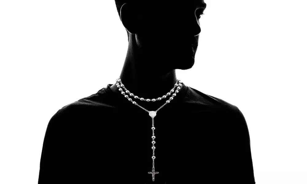 Mens Stainless Steel 24" Rosary Necklaces