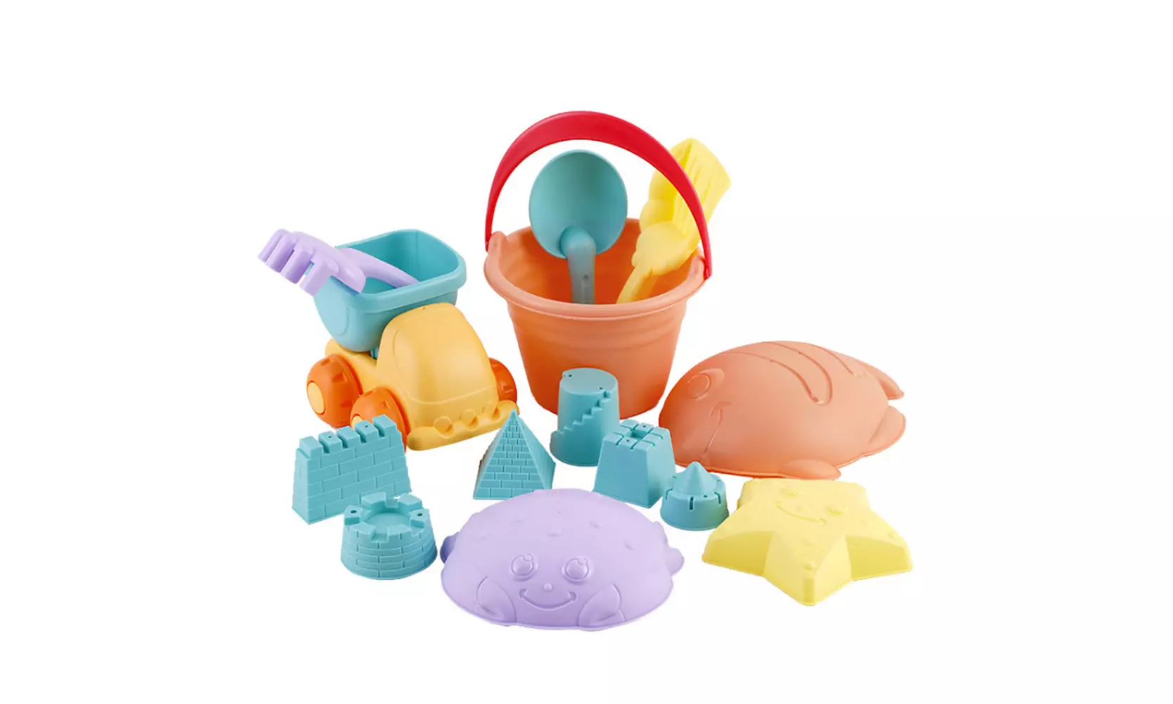 14 PCS Kids Beach Model Activity Suite Set Sand Water Wheel Beach Molds Tool - Primary Image