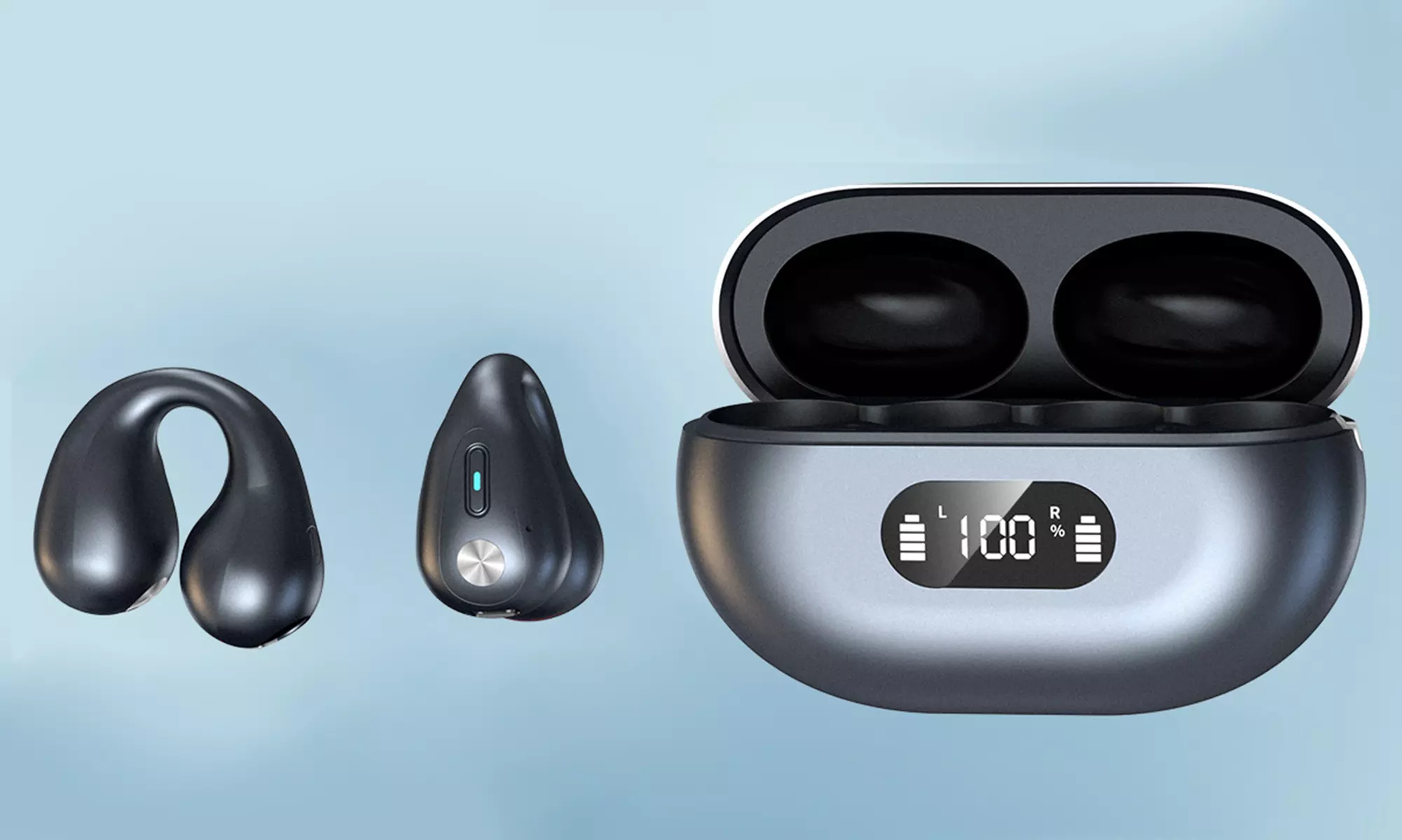 Wireless Ear Clip Bone Conduction Earbuds Bluetooth Waterproof Sport Earphones
