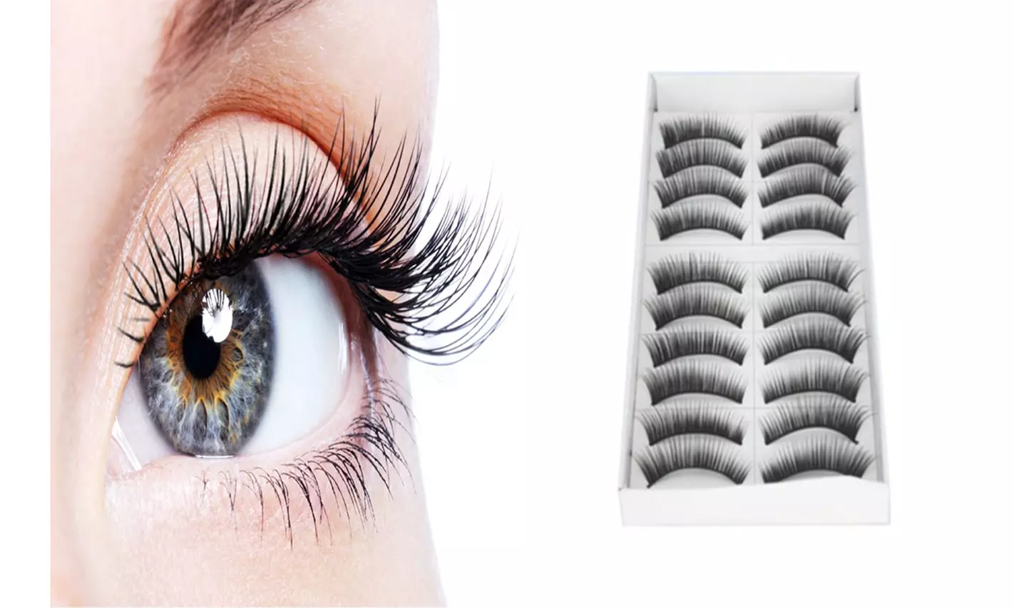 10Pairs Cross-dense Makeup Natural False Eyelash Thick Long Eye Lashes Extension - Second Medium